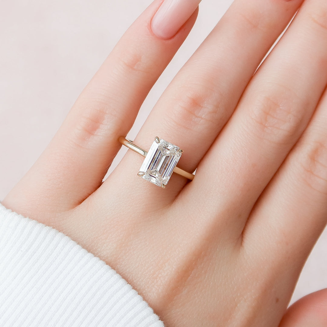 The Natasha Emerald Lab Diamond Moissanite Engagement Ring