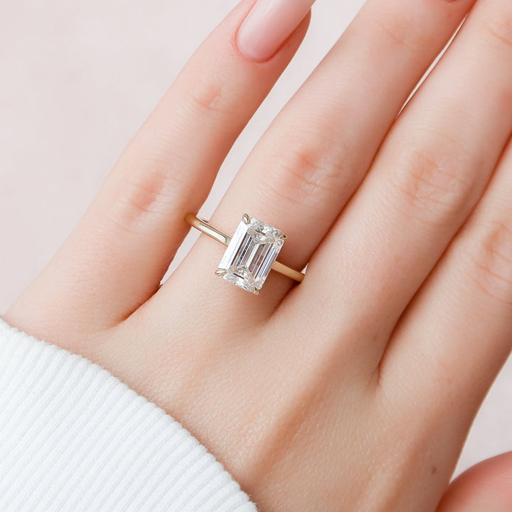 The Natasha Emerald Lab Diamond Moissanite Engagement Ring *Shown with 4 ct #material_gold