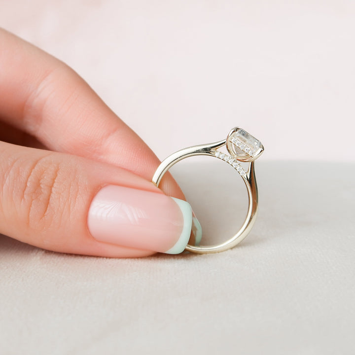 The Natasha Emerald Lab Diamond Moissanite Engagement Ring *Shown with 4 ct #material_gold