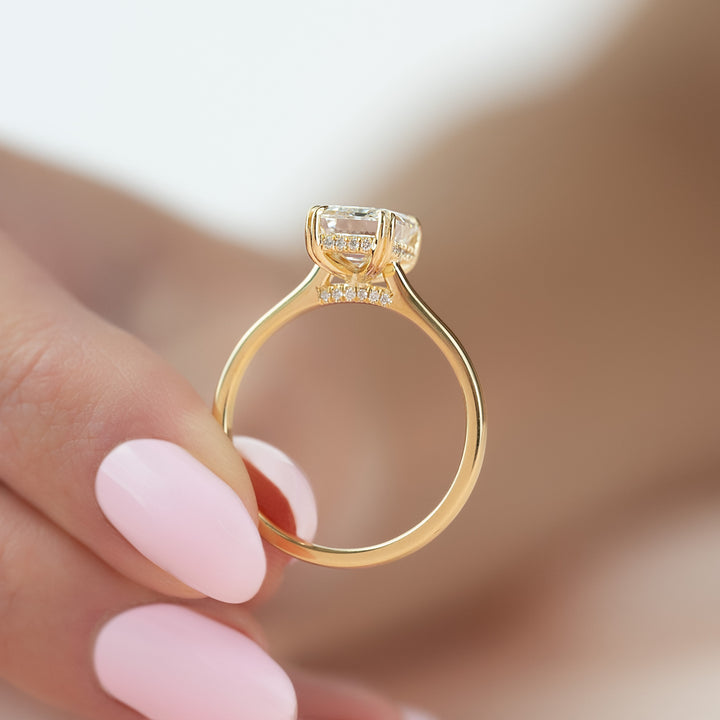 The Natasha Emerald Lab Diamond Moissanite Engagement Ring *Shown with 3 ct #material_gold