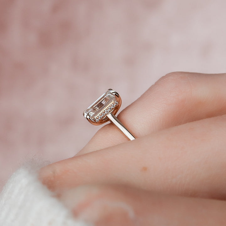 The Natasha Emerald Lab Diamond Moissanite Engagement Ring *Shown with 3 ct #material_rose