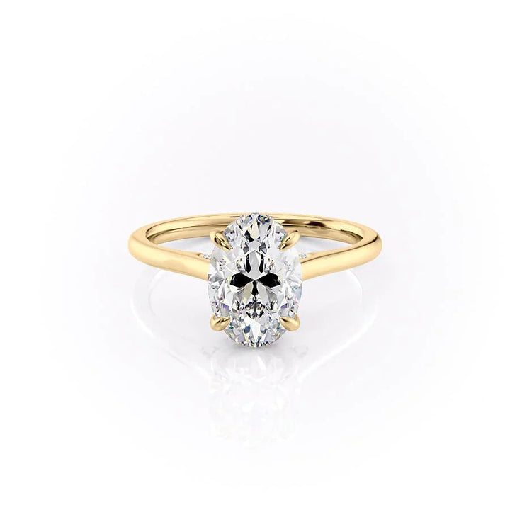 The Natasha Set With Oval Solitaire Lab Diamond 1 Carat 14K Gold#material_14k-gold