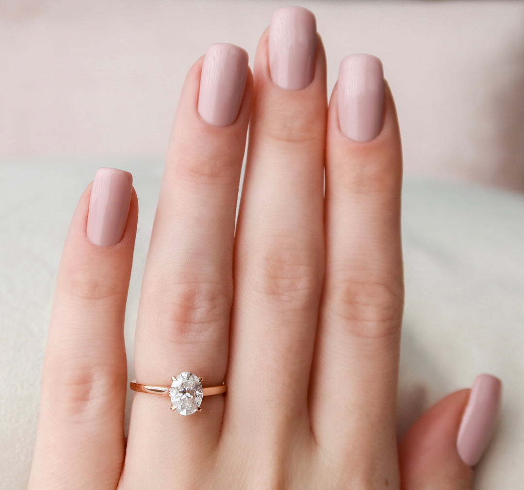 The Natasha Set With Oval Solitaire Moissanite#material_14k-rose