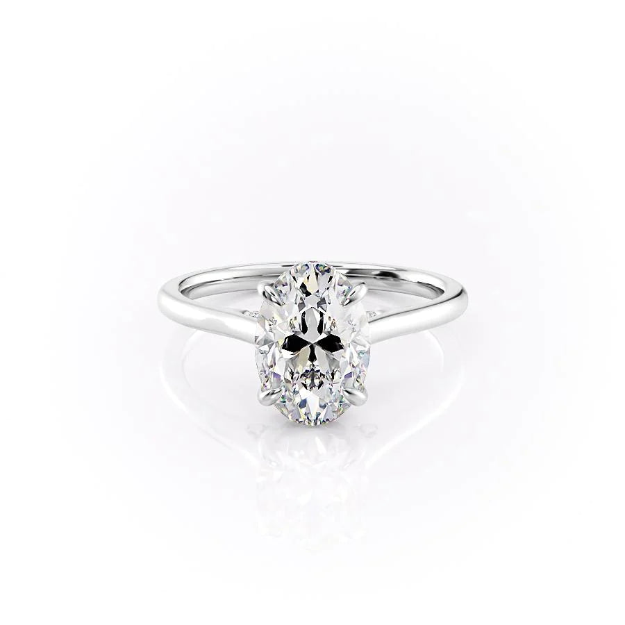 The Natasha Set With Oval Solitaire Lab Diamond 1 Carat 14K White#material_14k-white