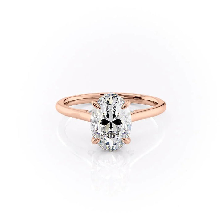 The Natasha Set With Oval Solitaire Moissanite#material_18k-rose