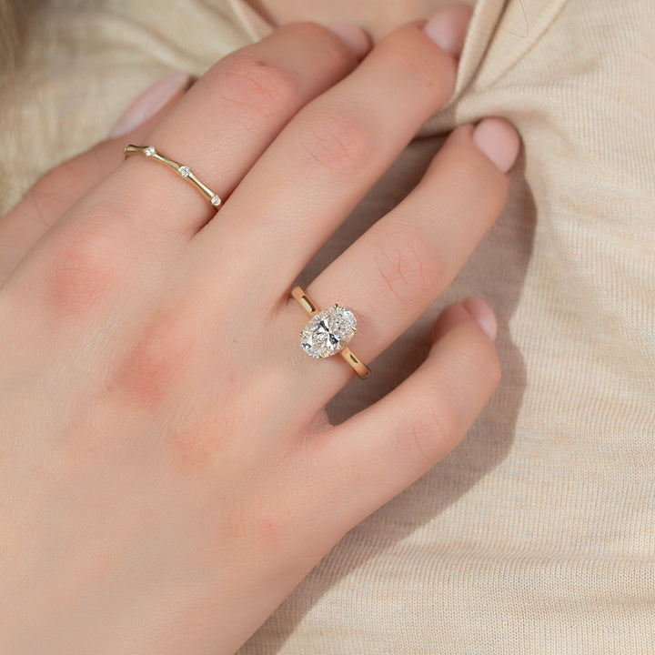 The Natasha Oval Lab Diamond Moissanite Engagement Ring *Shown with 2 ct #material_gold