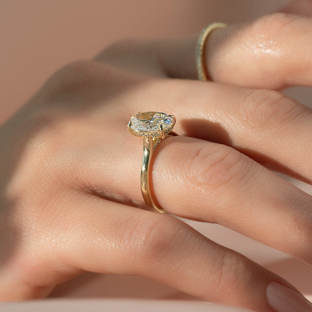 The Natasha Oval Lab Diamond Moissanite Engagement Ring