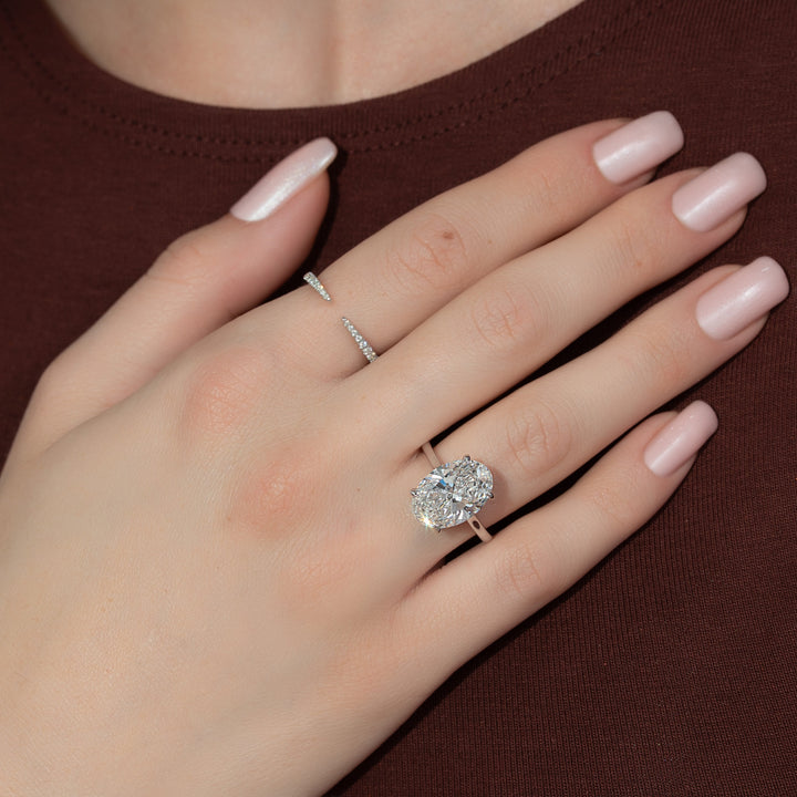 The Natasha Oval Lab Diamond Moissanite Engagement Ring *Shown with 5.5 ct #material_white