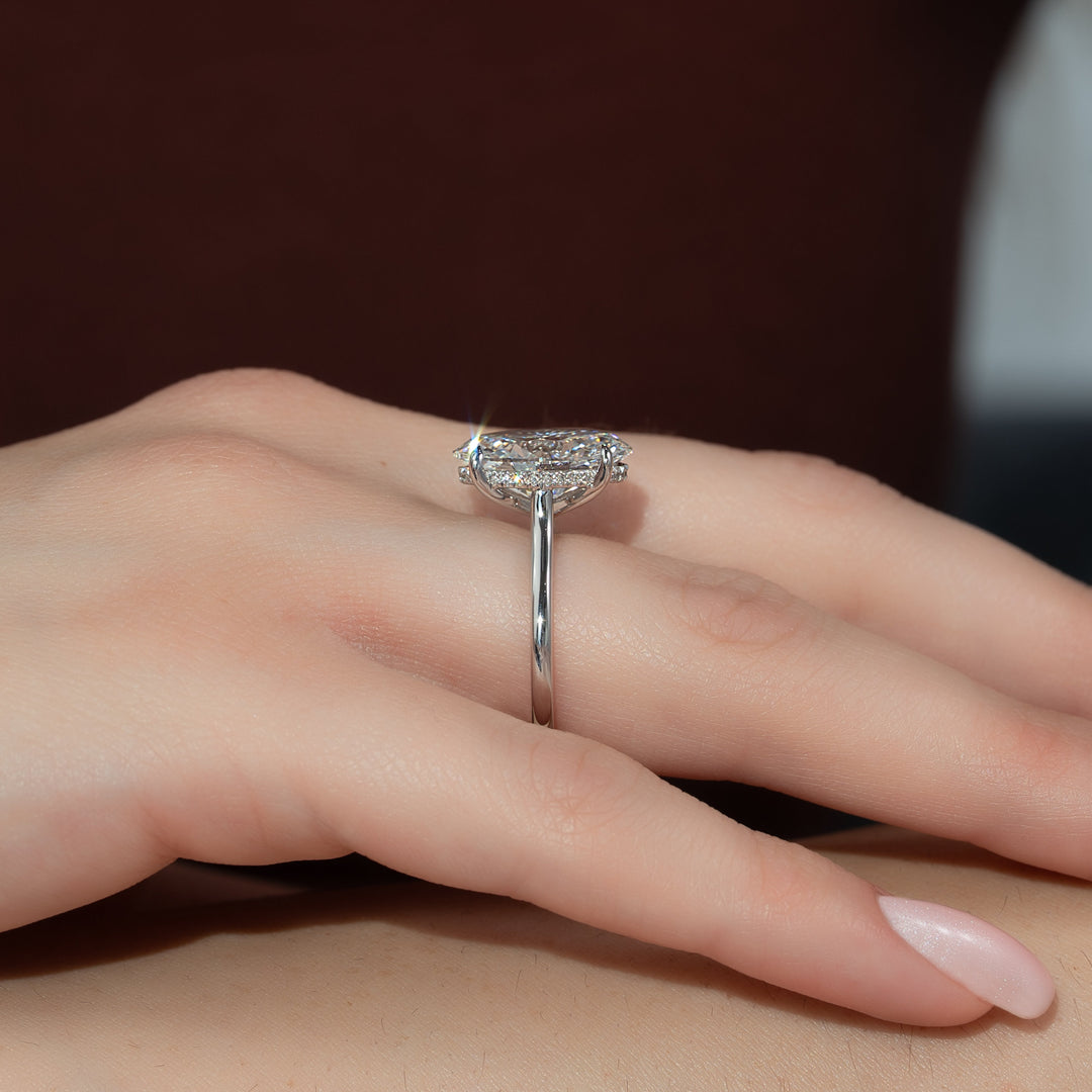 The Natasha Oval Lab Diamond Moissanite Engagement Ring