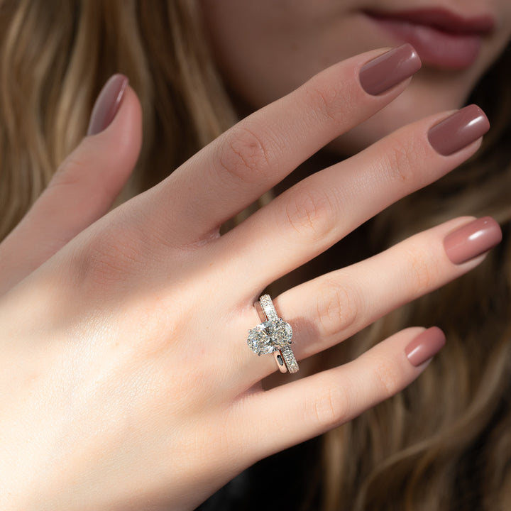 The Natasha Oval Lab Diamond Moissanite Engagement Ring *Shown with 1.5 ct #material_white