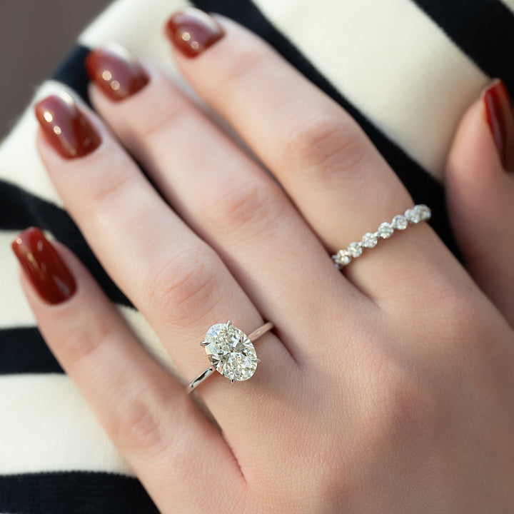 The Natasha Oval Lab Diamond Moissanite Engagement Ring *Shown with 3 ct #material_white