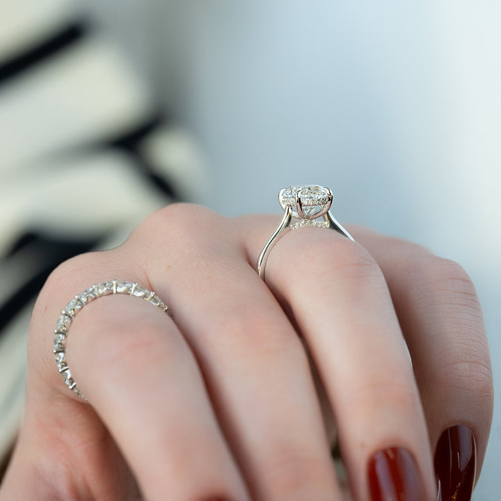 The Natasha Oval Lab Diamond Moissanite Engagement Ring *Shown with 3 ct #material_white