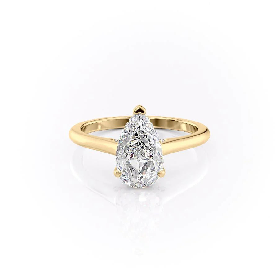 The Natasha Set With Pear Solitaire Lab Diamond 1 Carat 14K Gold#material_14k-gold