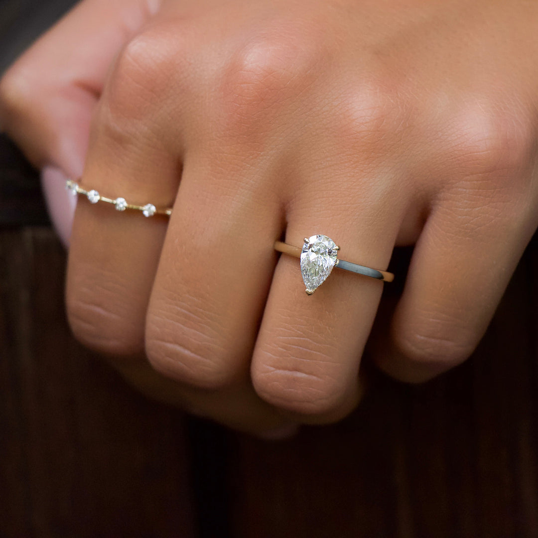 The Natasha Set With Pear Solitaire Moissanite#material_14k-gold