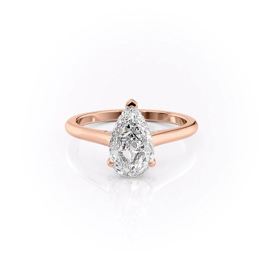 The Natasha Set With Pear Solitaire Lab Diamond 1 Carat 14K Rose#material_14k-rose