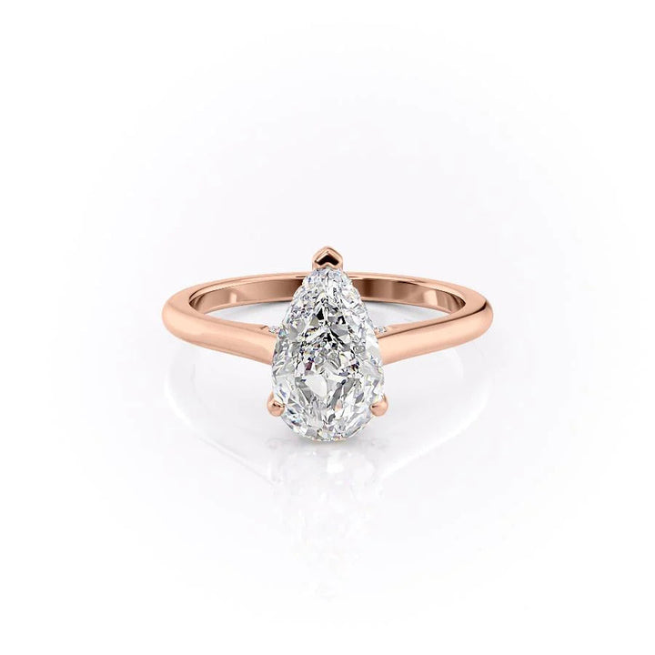 The Natasha Set With Pear Solitaire Lab Diamond 1 Carat 14K Rose#material_14k-rose