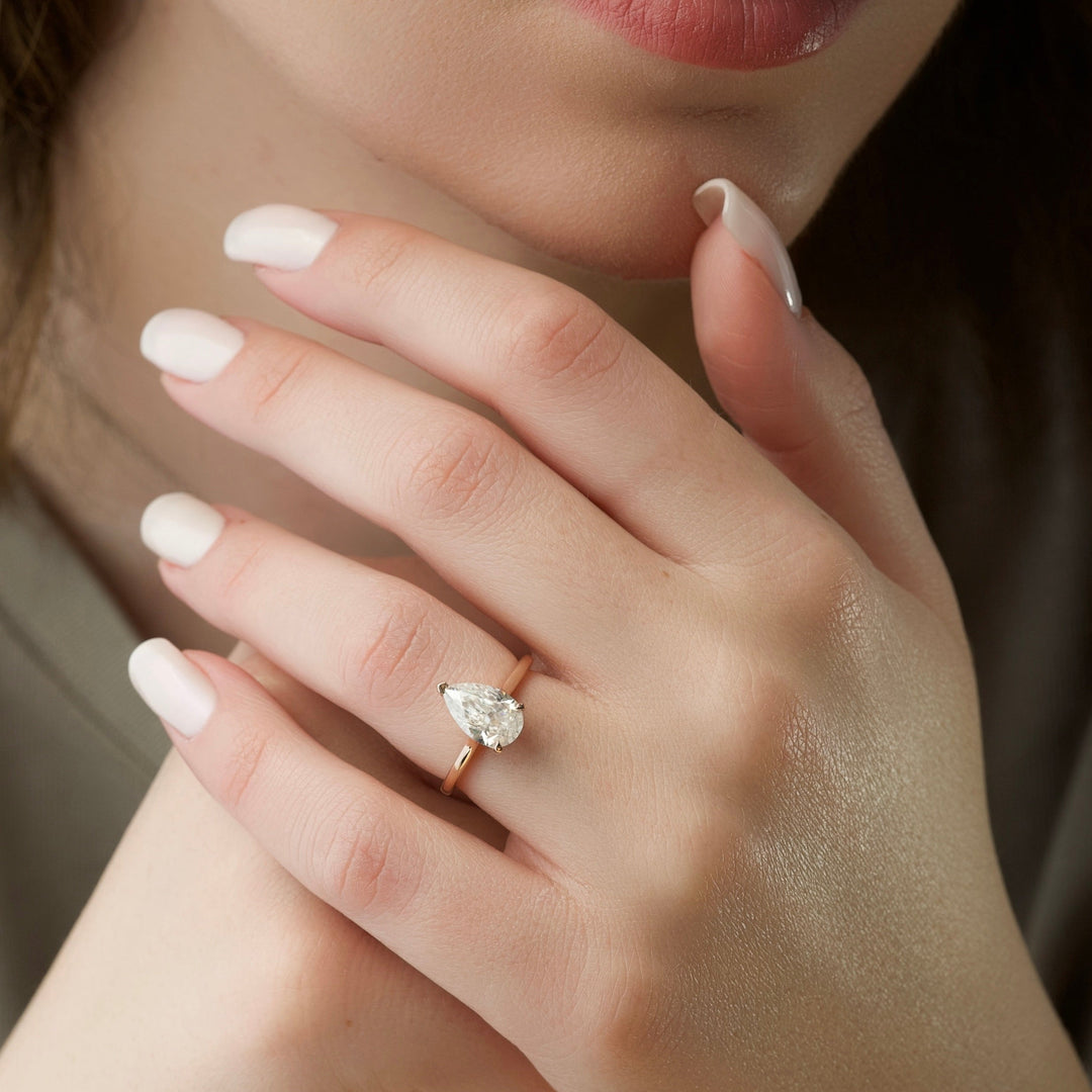 The Natasha Set With Pear Solitaire Moissanite#material_14k-rose