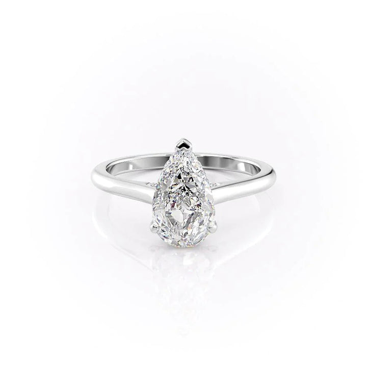 The Natasha Set With Pear Solitaire Lab Diamond 1 Carat 14K White#material_14k-white