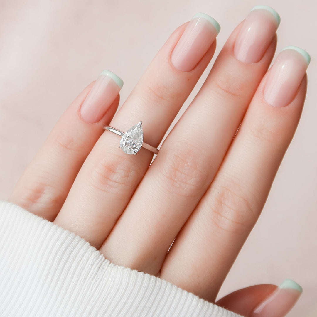 The Natasha Set With Pear Solitaire Lab Diamond 2 Carat 14K White#material_14k-white