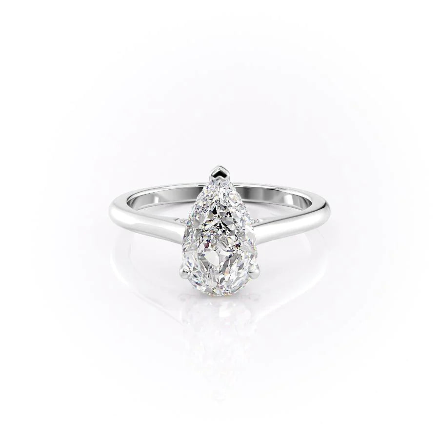 The Natasha Set With Pear Solitaire Lab Diamond 1 Carat 18K White#material_18k-white