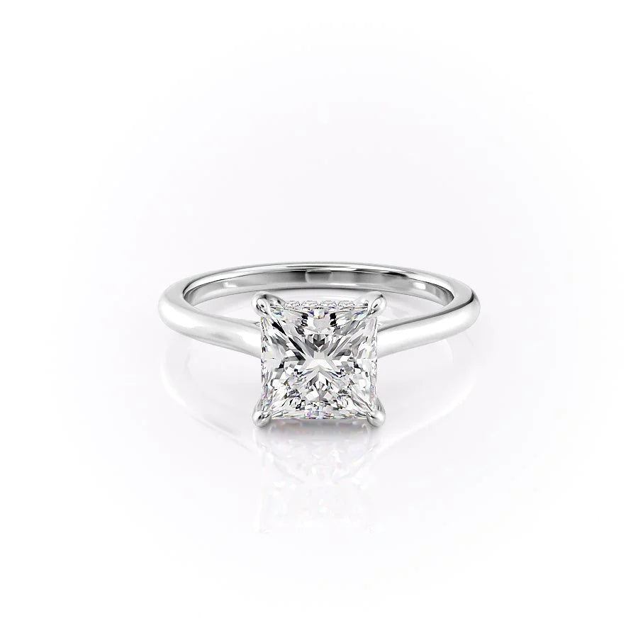 The Natasha Set With Princess Solitaire Lab Diamond 1 Carat 14K White#material_14k-white