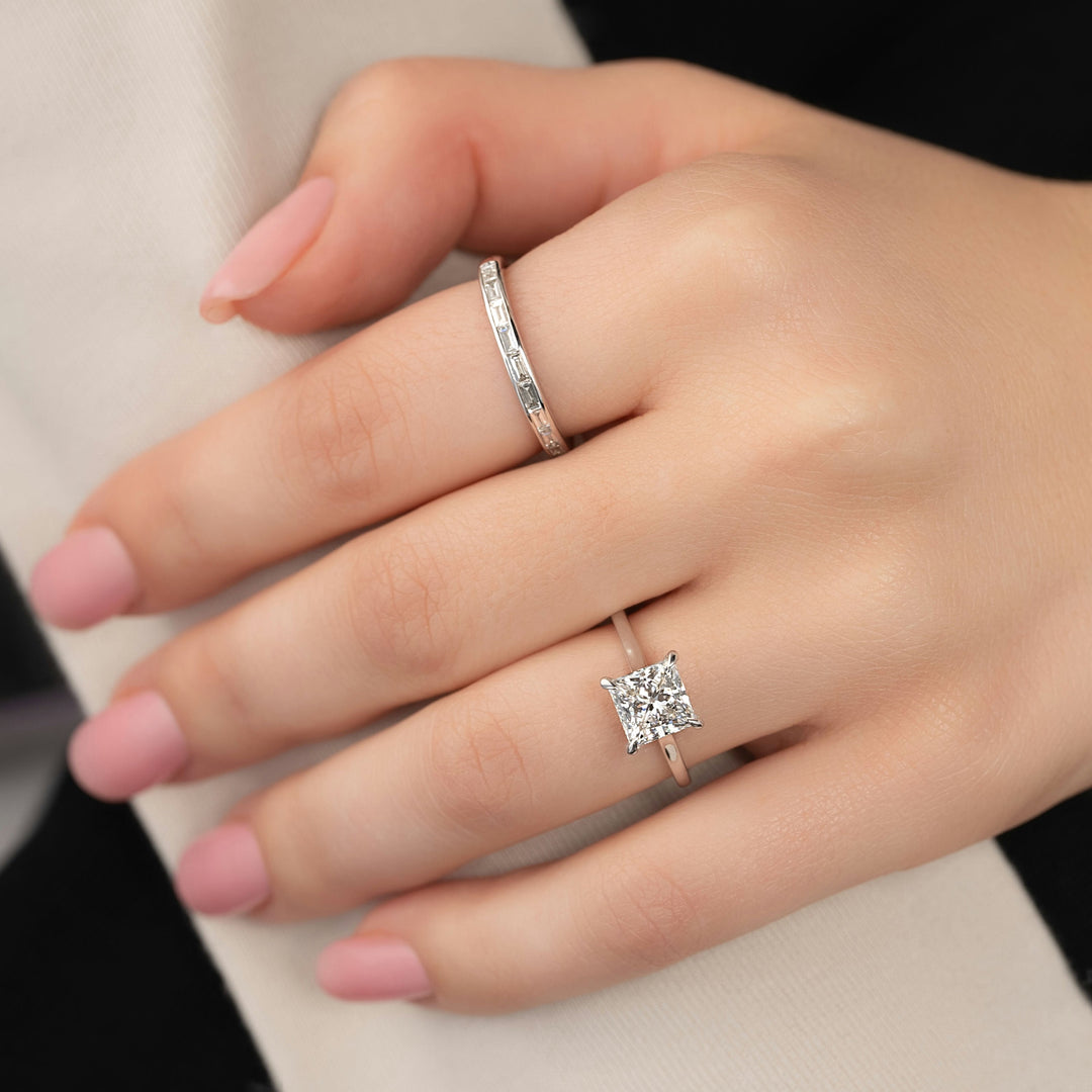 The Natasha Set With Princess Solitaire Moissanite#material_14k-white