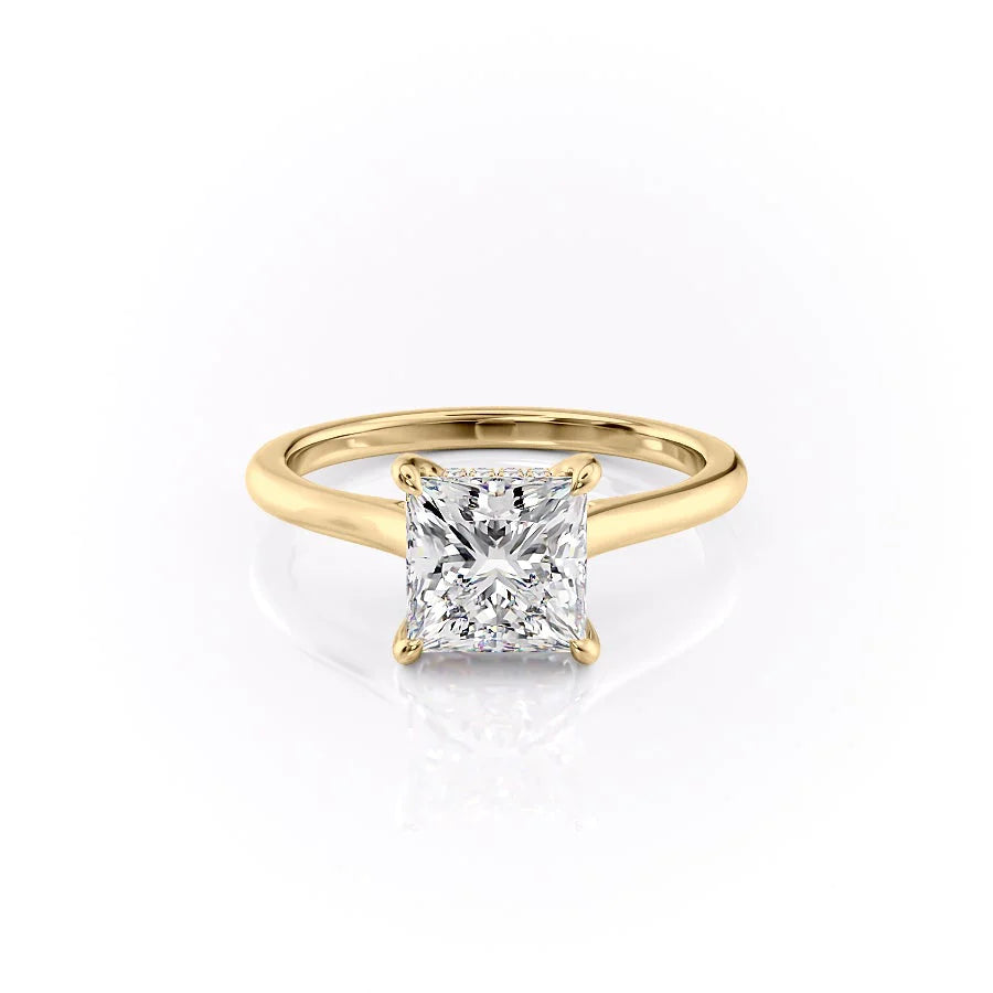 The Natasha Set With Princess Solitaire Moissanite#material_18k-gold