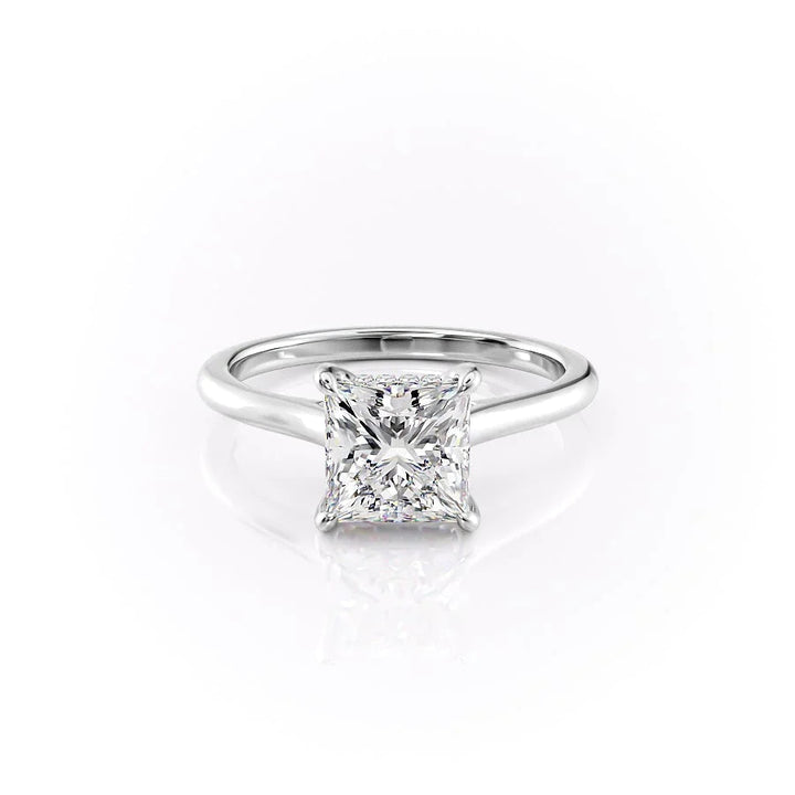 The Natasha Set With Princess Solitaire Lab Diamond 1 Carat 18K White#material_18k-white