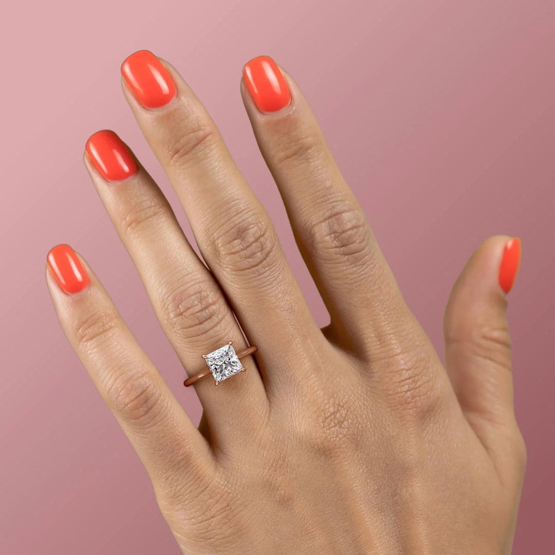 The Natasha Princess Lab Diamond Moissanite Engagement Ring
