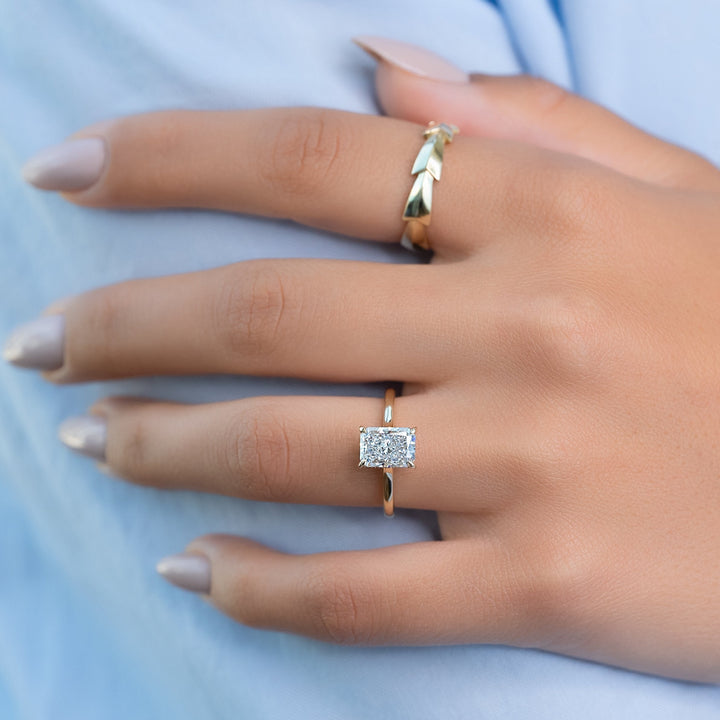 The Natasha Set With Radiant Solitaire Moissanite#material_14k-gold