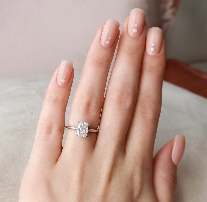 The Natasha Set With Radiant Solitaire Moissanite#material_14k-white