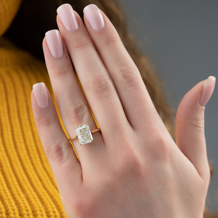 The Natasha Radiant Lab Diamond Moissanite Engagement Ring *Shown with 5 ct #material_gold