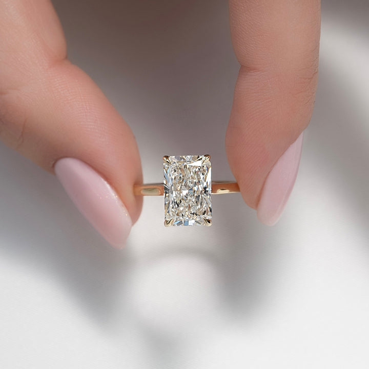 The Natasha Radiant Lab Diamond Moissanite Engagement Ring *Shown with 4 ct #material_gold