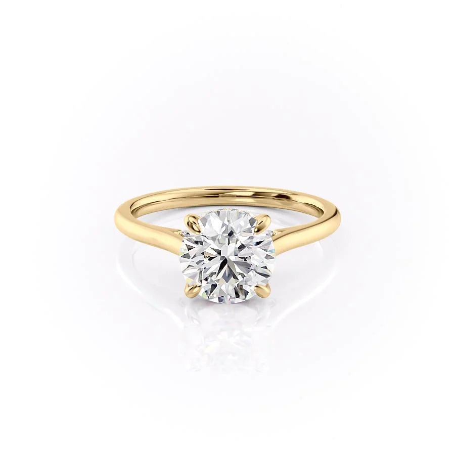 The Natasha Set With Round Solitaire Moissanite#material_14k-gold