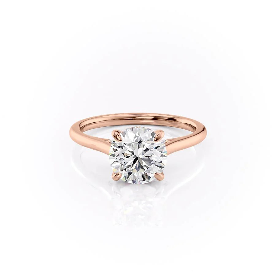 The Natasha Set With Round Solitaire Lab Diamond 1 Carat 14K Rose#material_14k-rose