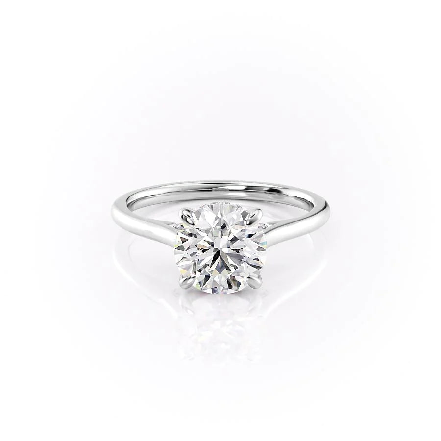 The Natasha Set With Round Solitaire Lab Diamond 1 Carat 14K White#material_14k-white