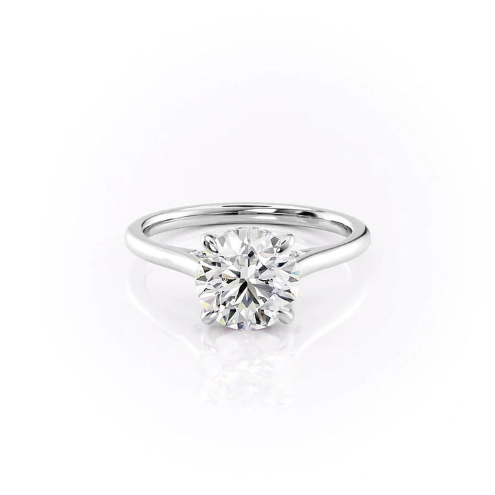 The Natasha Set With Round Solitaire Lab Diamond 1 Carat 18K White#material_18k-white