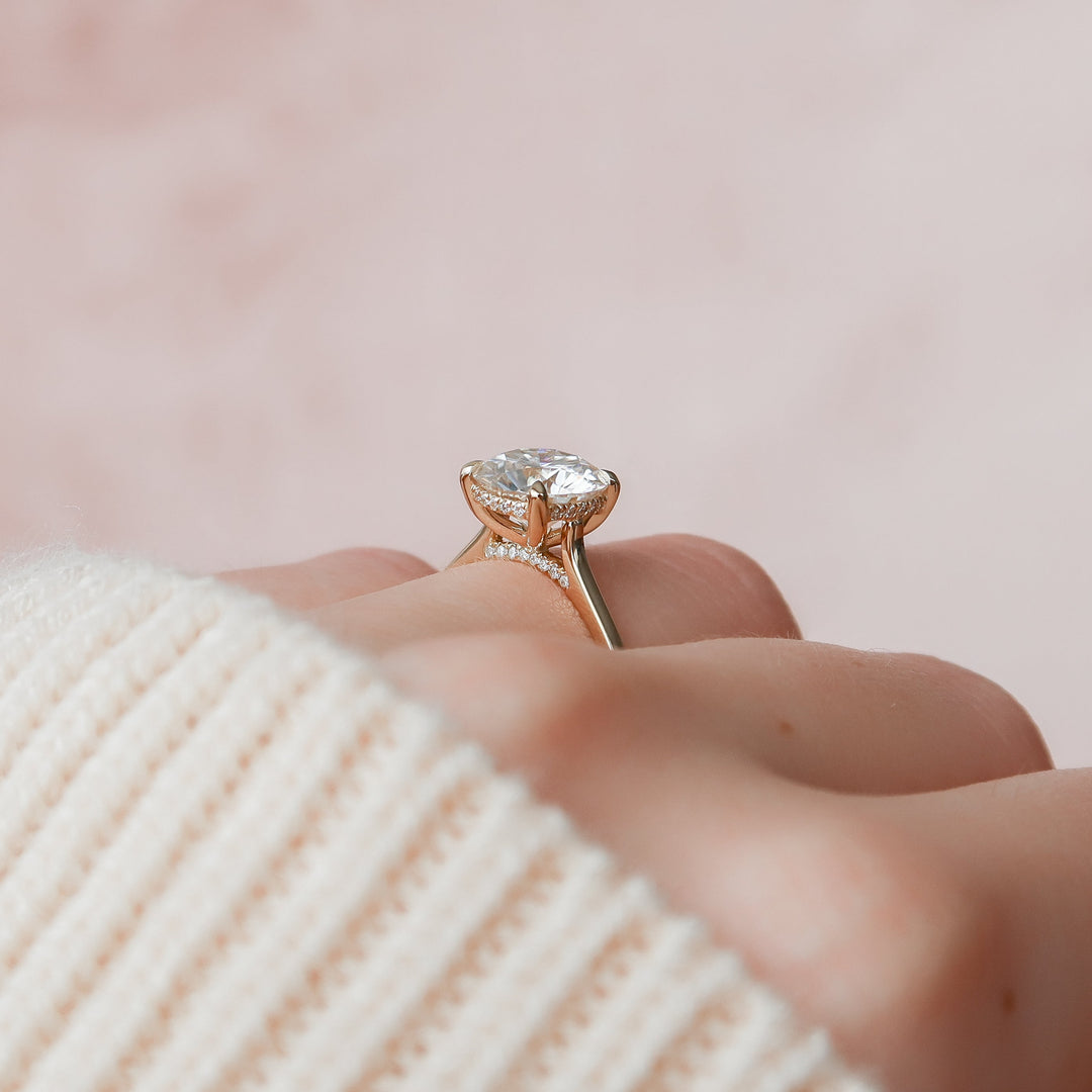 The Natasha Round Lab Diamond Moissanite Engagement Ring