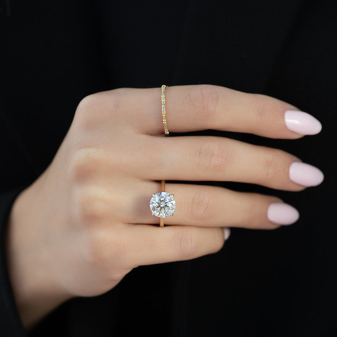 The Natasha Round Lab Diamond Moissanite Engagement Ring