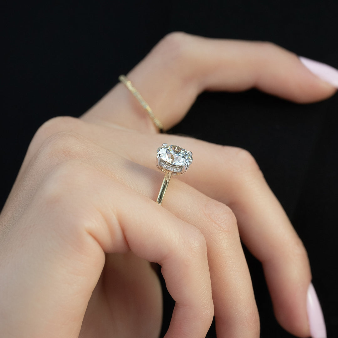 The Natasha Round Lab Diamond Moissanite Engagement Ring