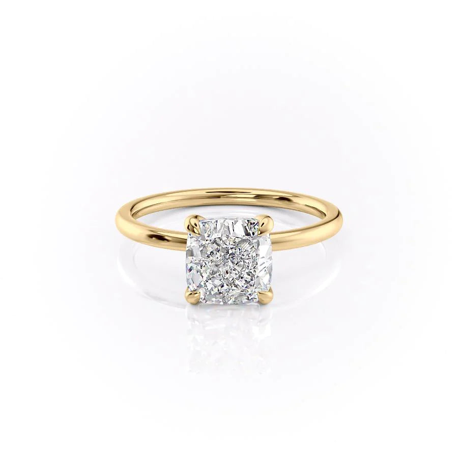 The Navy Set With Cushion Solitaire Moissanite#material_14k-gold