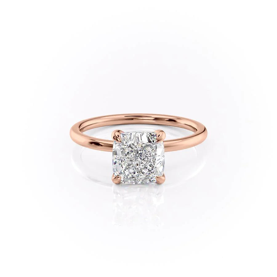 The Navy Set With Cushion Solitaire Moissanite#material_14k-rose