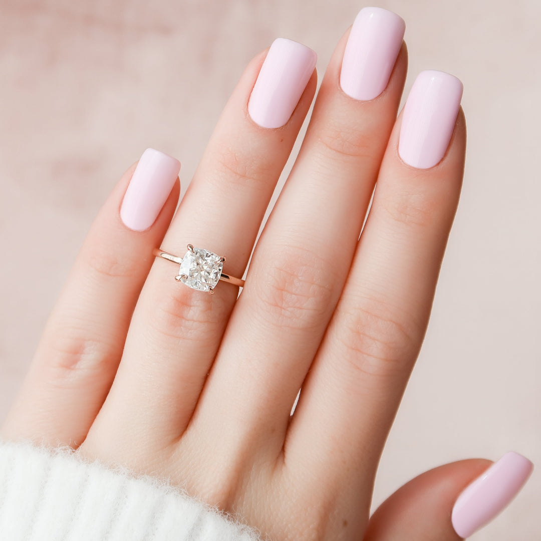 The Navy Set With Cushion Solitaire Lab Diamond 2 Carat 14K Rose#material_14k-rose