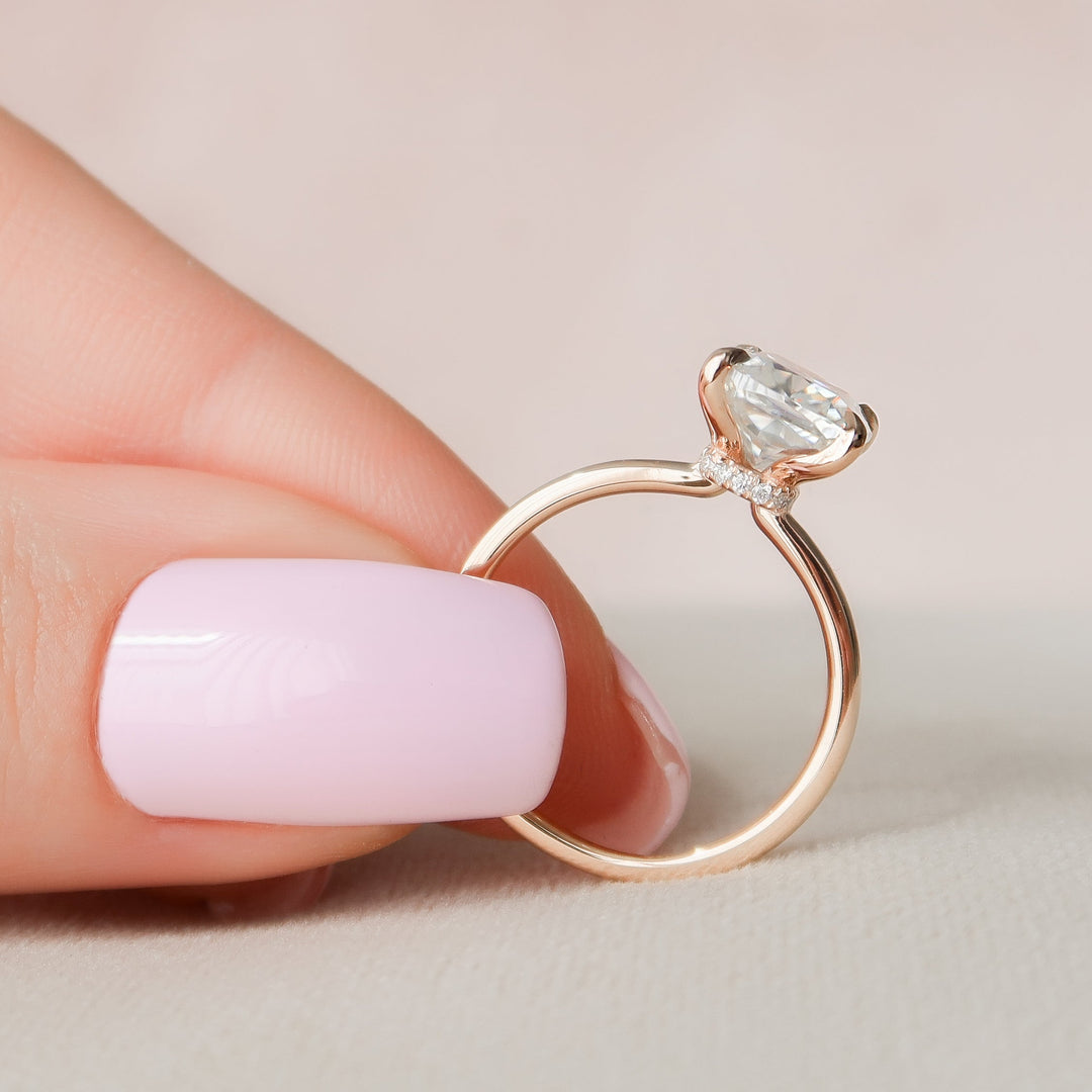 The Navy Set With Cushion Solitaire Moissanite#material_14k-rose