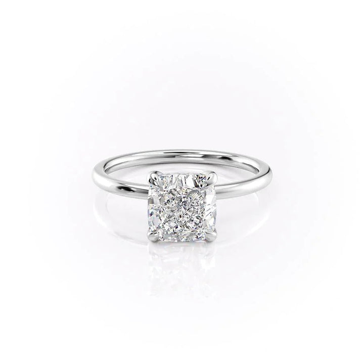 The Navy Set With Cushion Solitaire Lab Diamond 1 Carat 18K White#material_18k-white