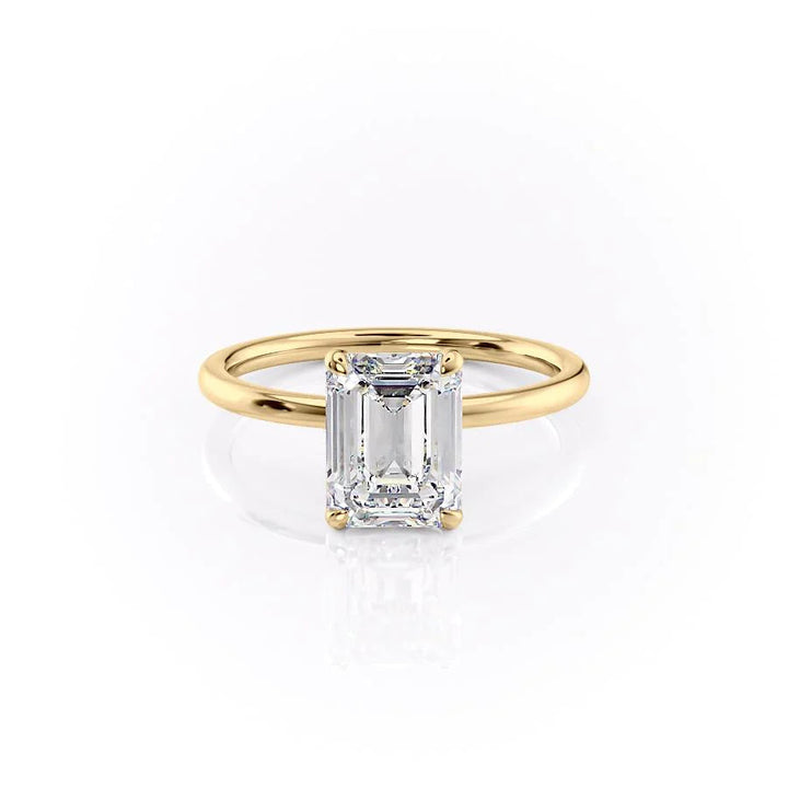 The Navy Set With Emerald Solitaire Moissanite#material_14k-gold