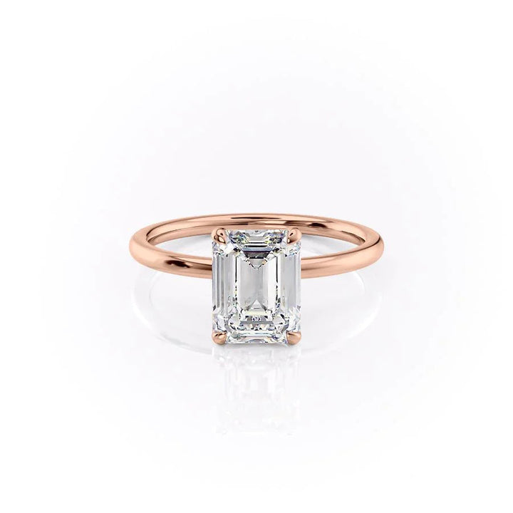 The Navy Set With Emerald Solitaire Moissanite#material_14k-rose