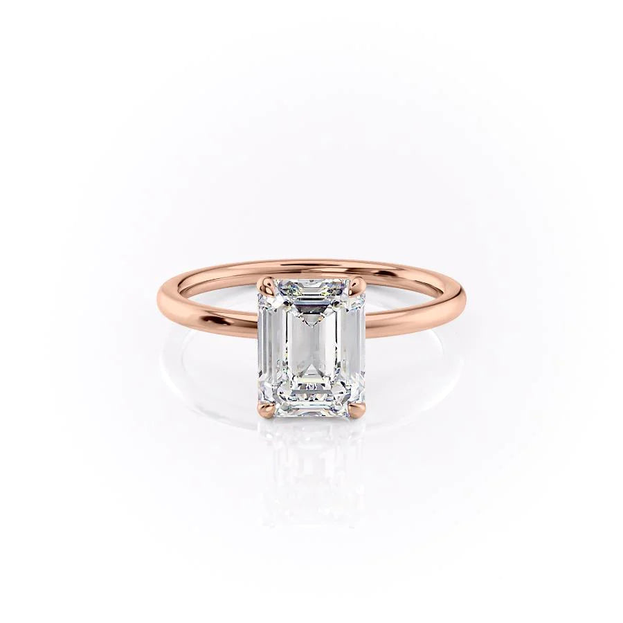 The Navy Set With Emerald Solitaire Moissanite#material_18k-rose