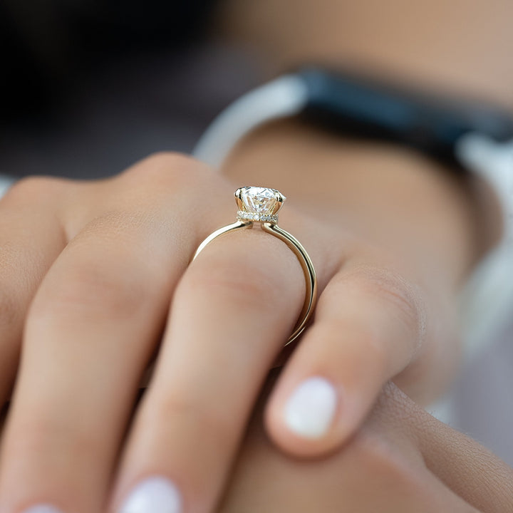 The Navy Set With Oval Solitaire Moissanite#material_14k-gold