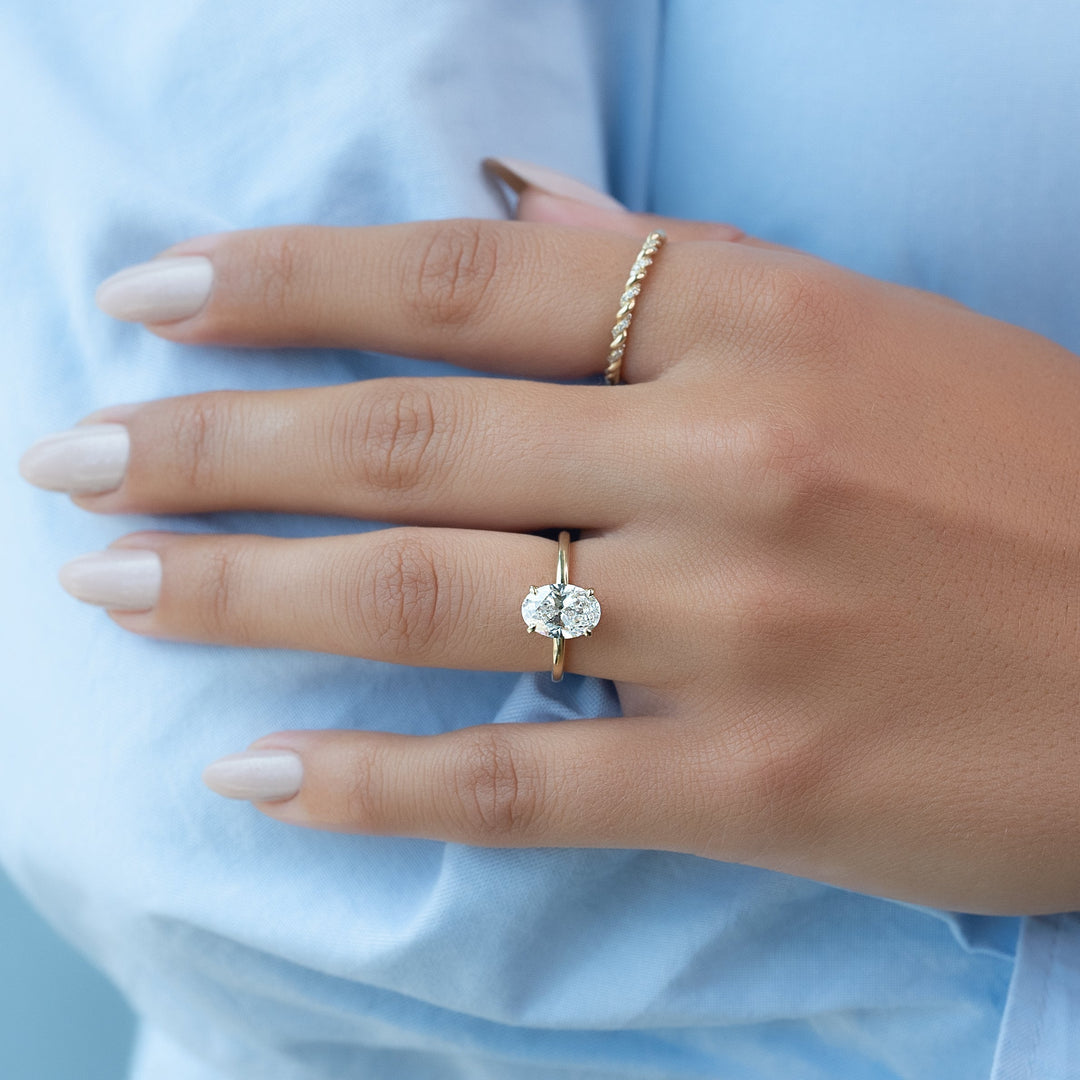 The Navy Set With Oval Solitaire Moissanite#material_14k-gold